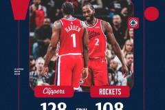 快船主场128-108大胜火箭，伦纳德41分助力两连胜，哈登贡献29分