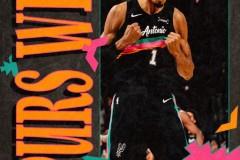 NBA常规赛马刺主场130-110再胜雷霆，凯尔登25分亚历山大33分8助攻
