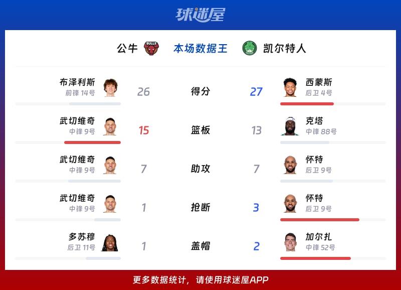 公牛vs凯尔特人各项最佳
