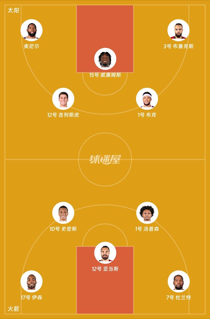 太阳vs火箭首发阵容