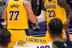 NBA常规赛，湖人客场111-103战胜鹈鹕，詹姆斯30分8篮板8助攻，东契奇30分10助攻