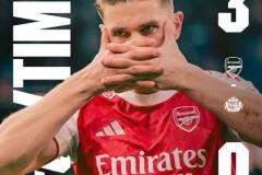 英超阿森纳3-0桑德兰，哲凯赖什两球，苏比门迪贴地斩破门