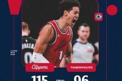 NBA常规赛，快船客场115-96击败森林狼，伦纳德41分8篮板，爱德华兹空砍23分