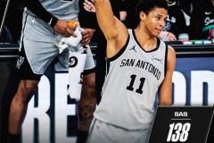 NBA常规赛，马刺主场138-125力克独行侠，卡斯尔豪取40分12篮板12助攻，文班贡献16分11篮板