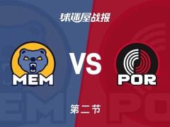 NBA常规赛，次节结束，灰熊与开拓者63-63战平，普罗斯珀15分3篮板，格兰特21分1篮板1助攻