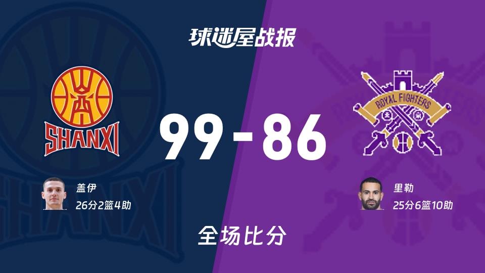 CBA杯山西vs北控战报：99-86，盖伊26 2 4