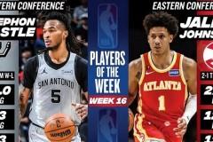 NBA官方公布周最佳球员，约翰逊和卡斯尔获选