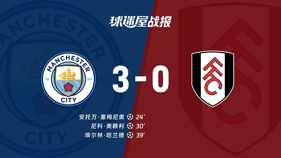 【英超联赛第26轮】曼城vs富勒姆比赛结果:曼城(3-0)富勒姆比分战报(2026年02月12日)