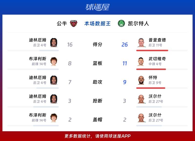 公牛vs凯尔特人各项最佳