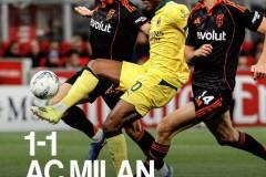 意甲AC米兰1-1科莫，米兰保持24轮不败