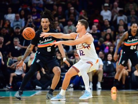 NBA常规赛录像回放，太阳vs开拓者全场比赛回放，克林根23分12篮板4盖帽