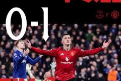 英超比赛，埃弗顿0-1不敌曼联，红魔稳居第四