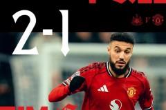 英超纽卡斯尔联2-1力克曼联，卡里克遭遇上任首败