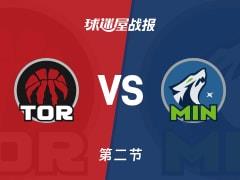 NBA常规赛，森林狼半场领先猛龙1分，兰德尔和巴雷特各得14分