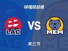 NBA常规赛，灰熊第三节领先快船1分，G.G.杰克逊14分伦纳德25分
