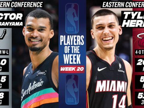 NBA官方公布周最佳，文班希罗荣膺，东契奇、小卡、华子等人获得提名