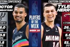 NBA第20周周最佳揭晓，希罗与文班亚马分别当选