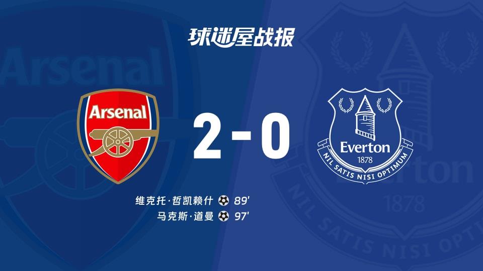 【英超联赛第30轮】阿森纳vs埃弗顿比赛结果:阿森纳(2-0)埃弗顿比分战报(2026年03月15日)