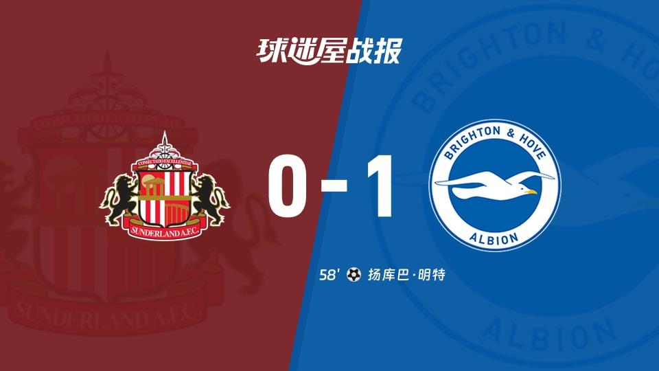 【英超联赛第30轮】桑德兰vs布莱顿比赛结果:桑德兰(0-1)布莱顿比分战报(2026年03月14日)