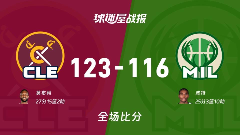 NBA常规赛：莫布利27 15 2，骑士以123-116战胜雄鹿