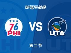 NBA常规赛半场战报，爵士70-64领先76人，贝利贡献13分