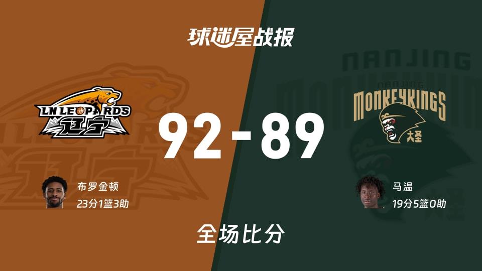 CBA常规赛:布罗金顿23 1 3,辽宁以92-89战胜同曦