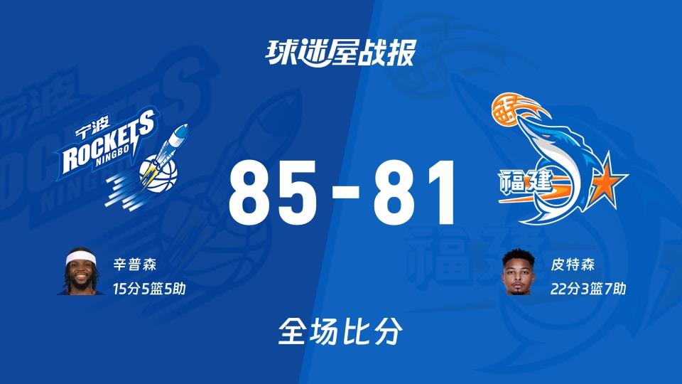 CBA常规赛:辛普森15 5 5,宁波以85-81战胜福建