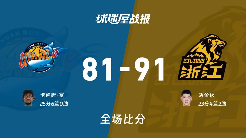 CBA四川vs广厦战报：81-91，胡金秋23 4 2