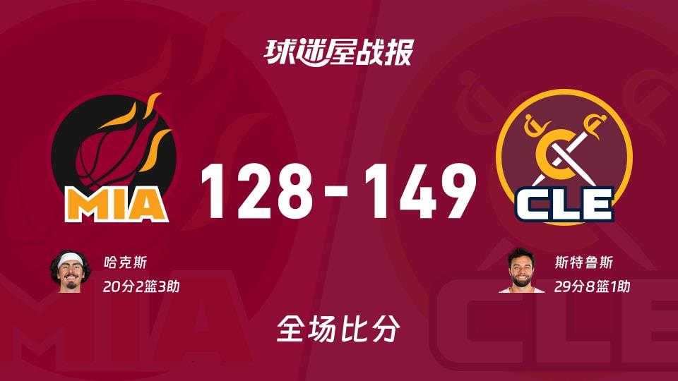 NBA常规赛：骑士以149-128战胜热火，斯特鲁斯29 8 1