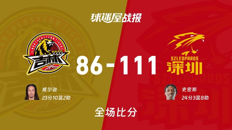 CBA吉林vs深圳战报:86-111,史密斯24 3 8