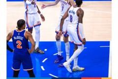 NBA常规赛，雷霆主场111-100击败尼克斯，亚历山大30分，杰威22分