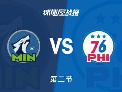 NBA常规赛，次节结束森林狼47-41领先76人，海兰德贡献14分4篮板3助攻