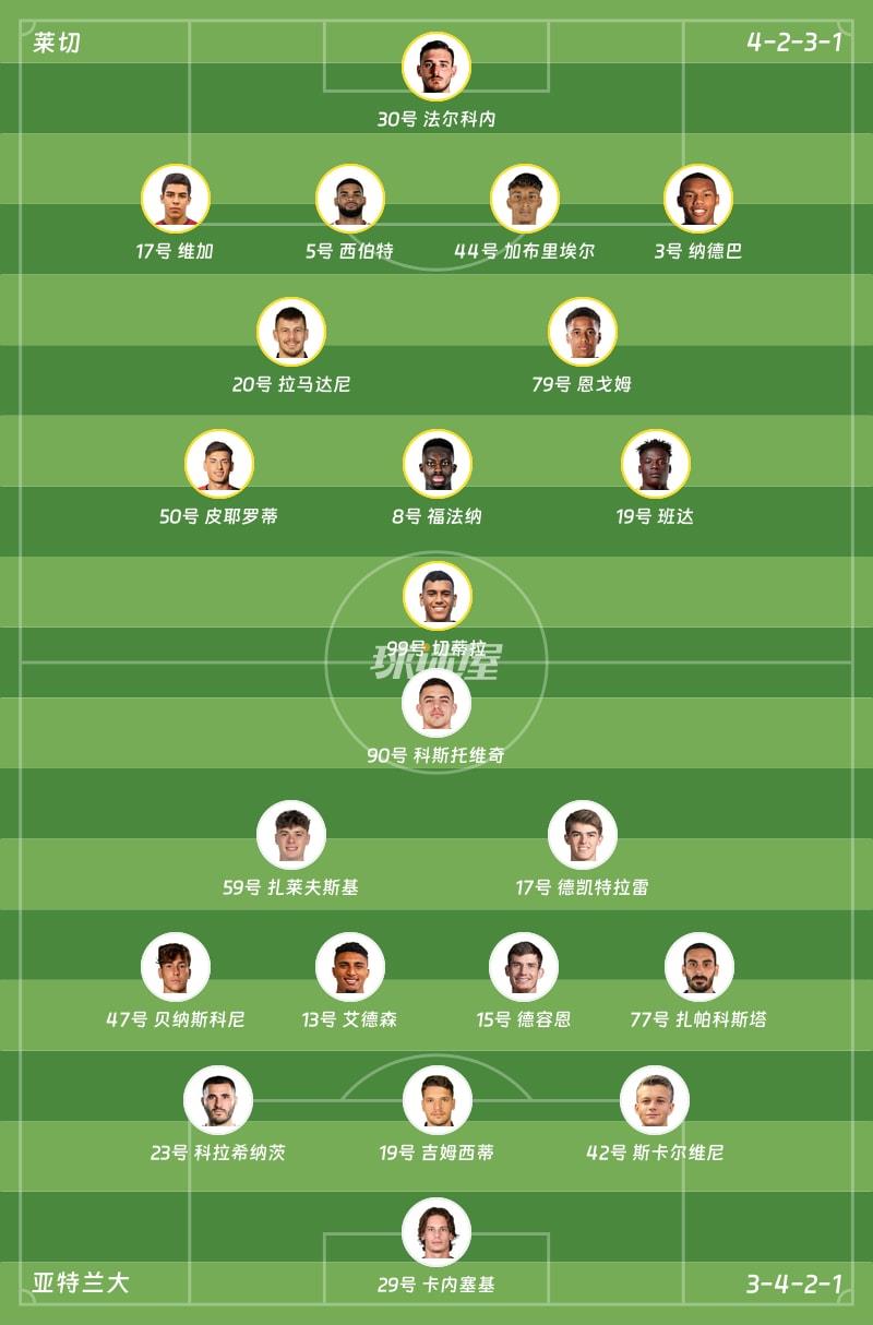 莱切vs亚特兰大首发阵容