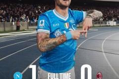 意甲，那不勒斯1-0击败AC米兰，米兰排名降至第三